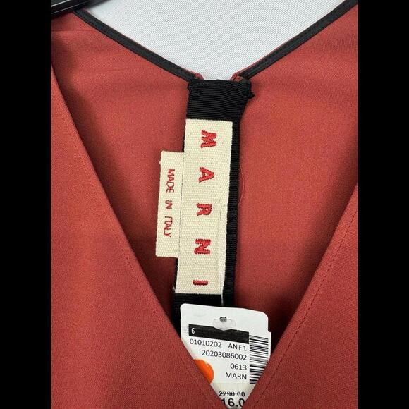 $2290 Marni Stretch Cady Kimono Sleeve Midi Dress Terracotta Size 40 IT, US 6 - Picture 6 of 8